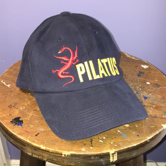 Dark blue Pilatus Globus full 6 panel hat adjustable back strap cap w stitching - Picture 1 of 13